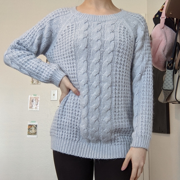 Pastel Blue Sweater With Ribbon - Picture 1 of 2